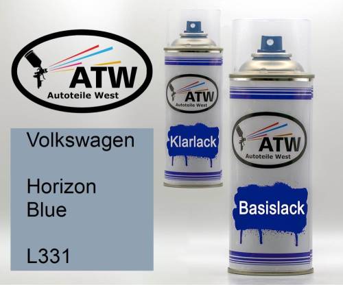 Volkswagen, Horizon Blue, L331: 400ml Sprühdose + 400ml Klarlack - Set, von ATW Autoteile West.